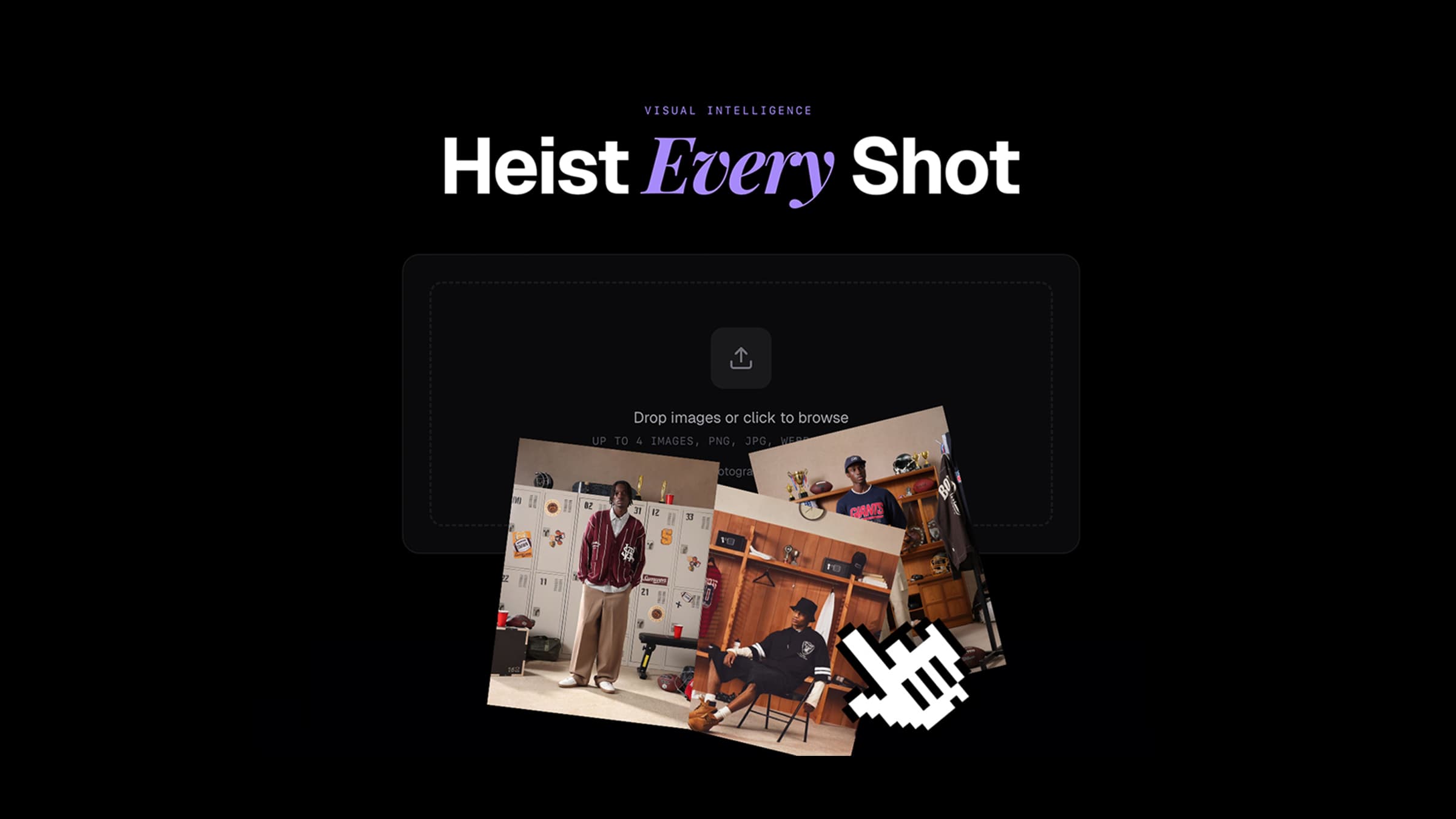 Heista Visual Intelligence — Heist Every Shot with Locker Room style preset, reference upload, and style direction